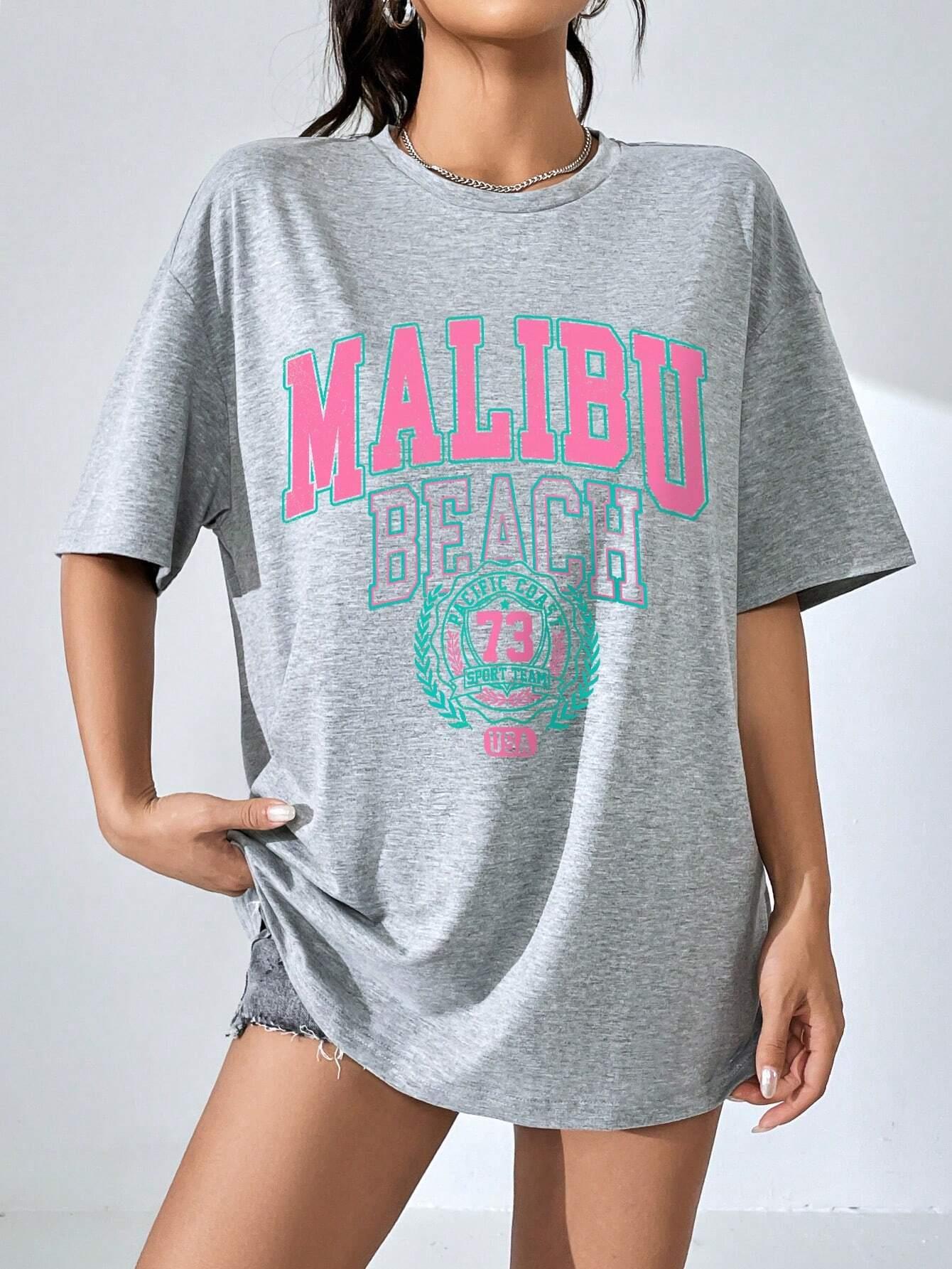 Malibu Beach Letter Print Prin – обзор и цена Streetwear Brand Top